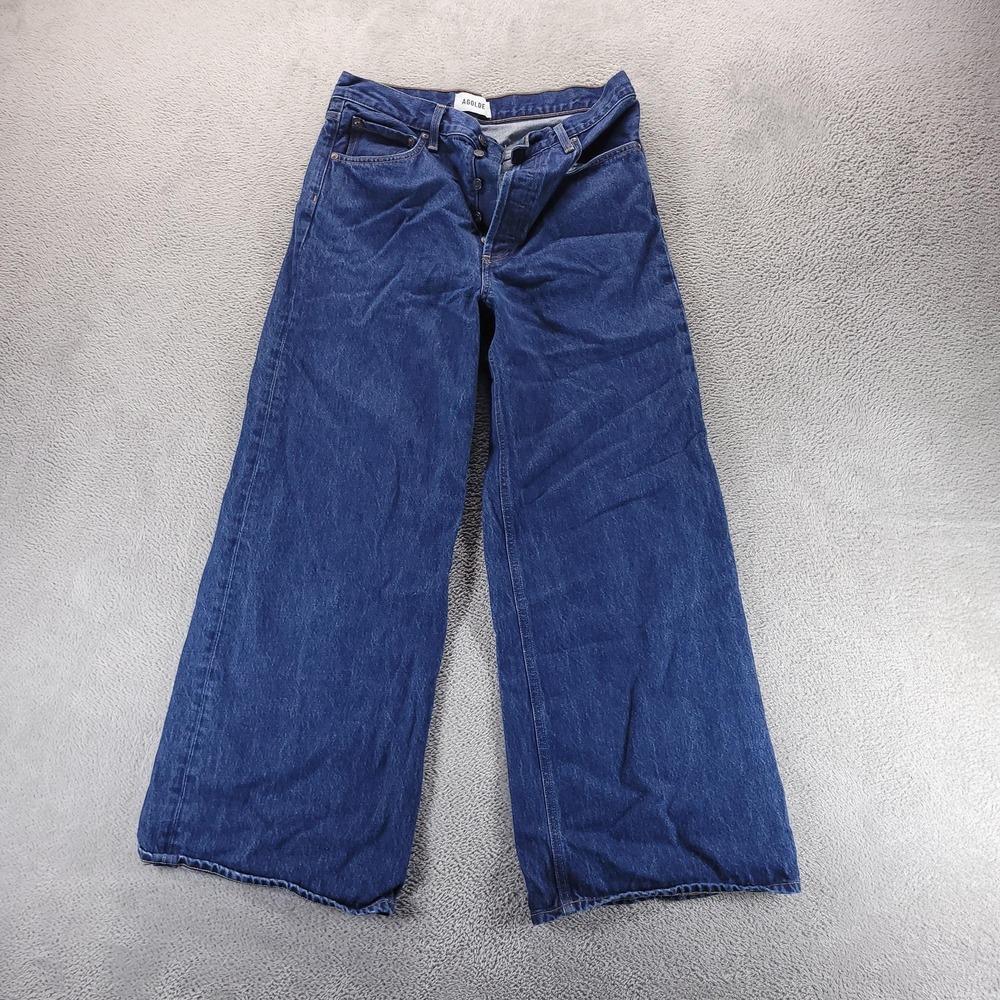 AGOLDE Jeans Womens 28P Blue Dame Wide Leg High Rise Relaxed Denim A287-1535